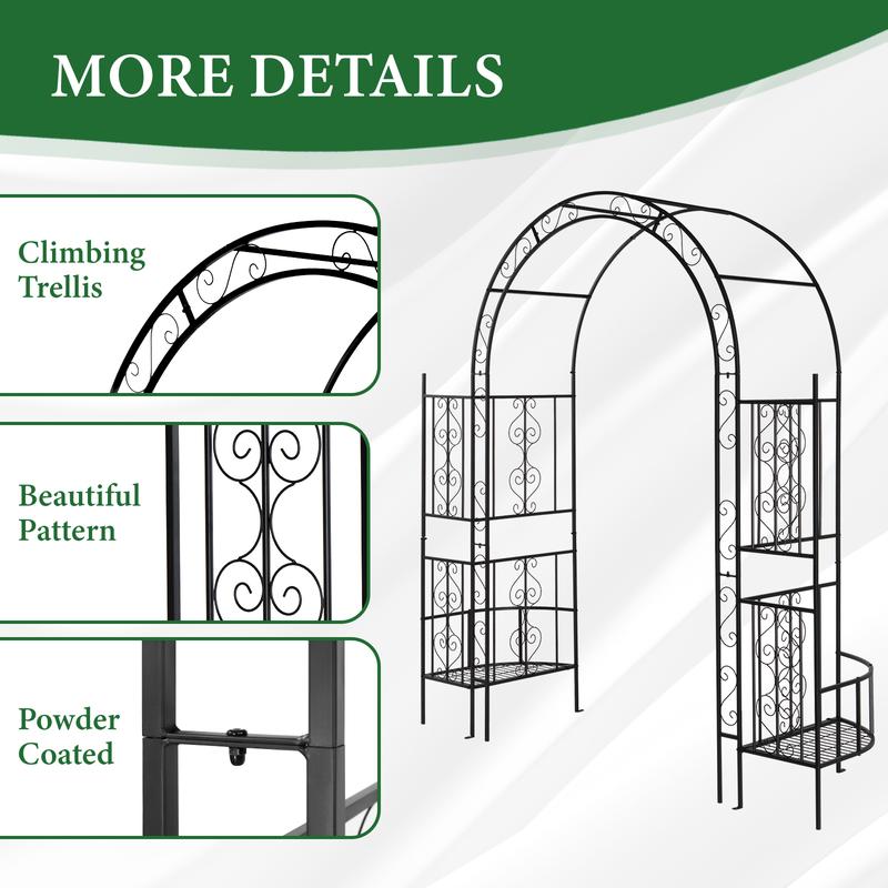 Arc Roof Double Layer Arch Trellis for Garden Vine Support, Sturdy Rustproof Iron Frame, Easy Ground Stake Installation, 78x23x83.9 Inch