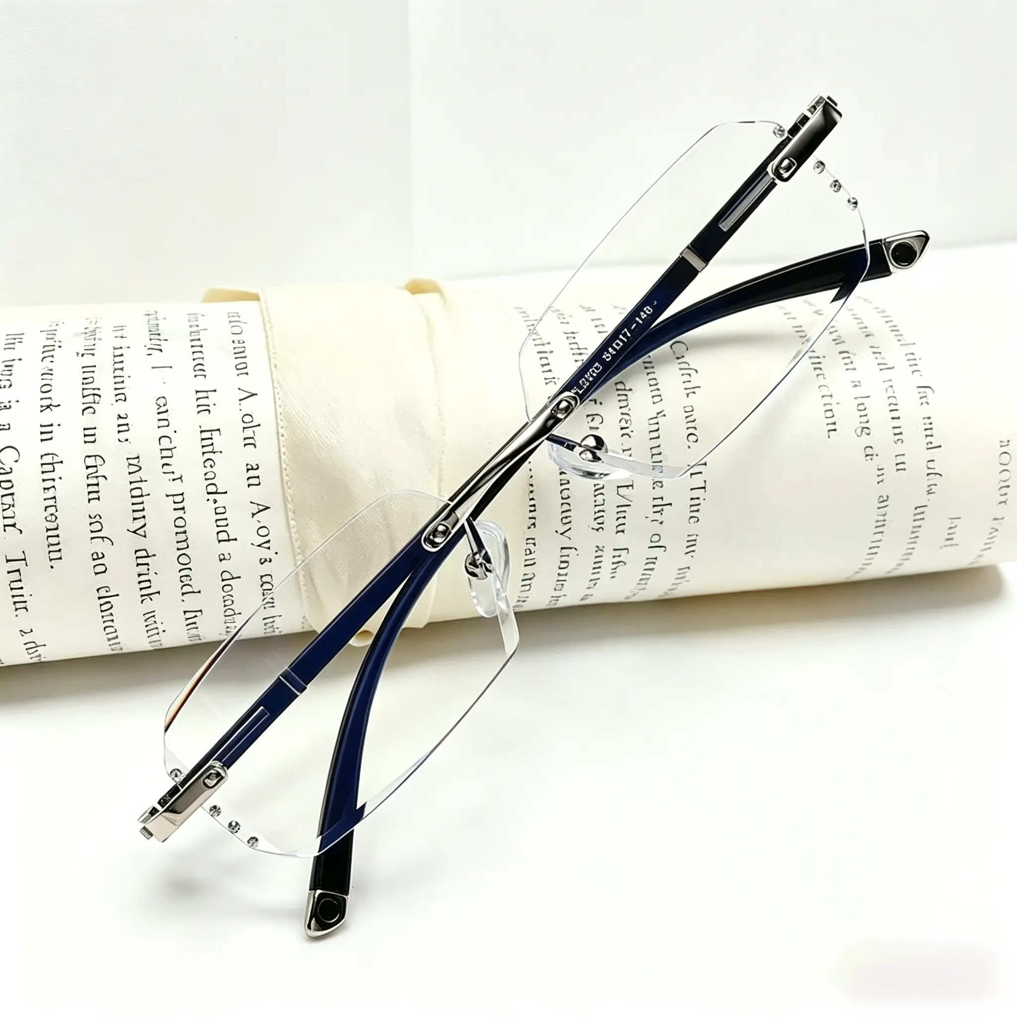 No-Frame Glasses for Men & Women – Crystal Clear Reading Lenses, Comfortable Metal Temples – Great for Long Hours at Screen or On the Go Rimless Eyeglasses
