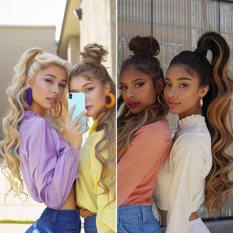 WearNGO 14 Inch Magic Paste Ponytail Extension, 100g 1 Piece Wavy Curly Synthetic Hairpiece, Seamless Invisible Wrap Around Pony Tail for Women, Heat Resistant (Multiple Colors)