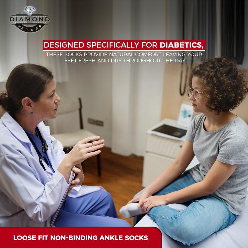 JPHYLL Diabetic Ankle Socks Doctor Approved Cushion Cotton Quarter Socks for Men Women 3 Pack Big Loose Anti-Slip Grip for Sports Enthusiasts