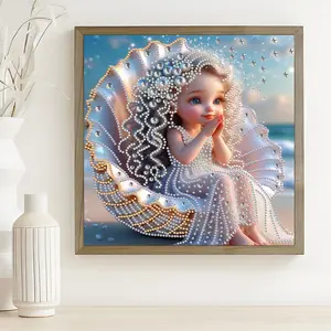 5D Diamond Painting Kits for Adults,Special Shape Diamond Art Kits for Shell Girl,DIY Crystal Art Drill Diamond Dots Paint by Diamonds Gem Painting for Home Decorr 12 X 12Inch,Suitable for Gifting