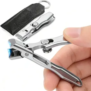 Heavy-Duty Nail Clippers with Anti-Splash Catcher – Wide Jaw for Thick Nails, Surgical-Grade Sharpness, and Safety Lock (Includes PU Leather Travel Case)
