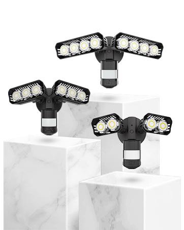 SANSI Super Bright  54W LED Security Lights Motion Sensor Flood Light Outdoor, 7000LM, 700W Equiv 5000K IP65 Waterproof, 4 Head Dusk to Down Floodlight for Garage, Yard, Porch，Hardwired Upgraded Energy Efficient Sidewalk Driveways Patio