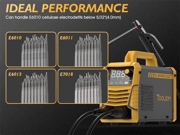 TOOLIOM 195A Stick Welder 110/220V Dual Voltage Lift TIG Welder, LCD Display IGBT Inverter Welding Machine with Hot Start Arc Force & VRD, Fits 5/32" Rods