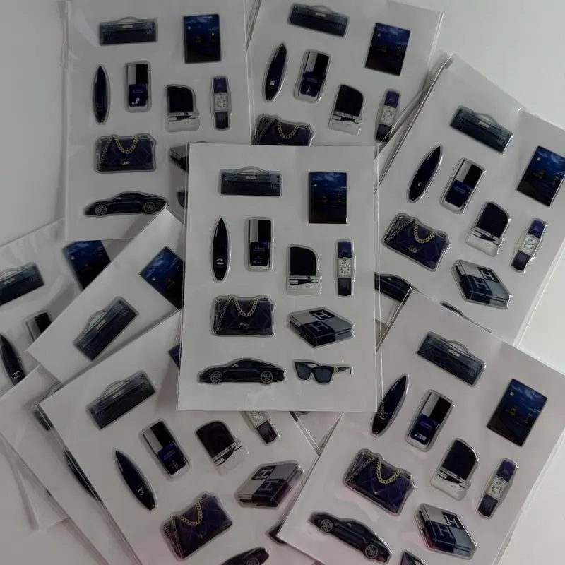 Aesthetic 3D Phone Case Stickers "blue Habits" - Vibrant Stickers, Waterproof, Unique Design for Personalization