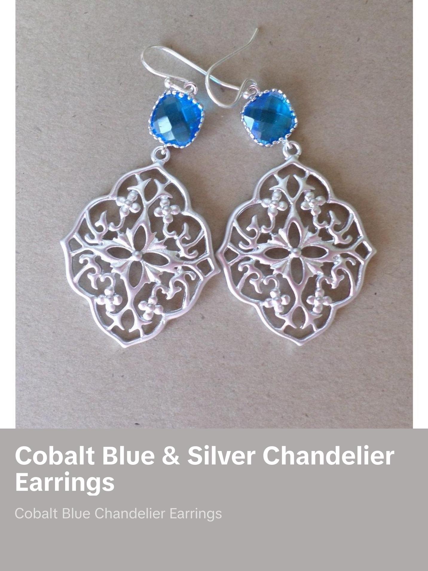 Cobalt Blue and Silver Chandelier Earrings - Cobalt Blue Earrings - Silver Earrings - Birthday Gift - Christmas Gift