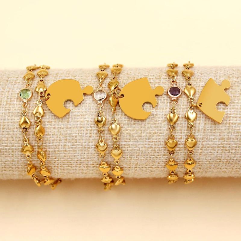 Uloveido Personalized 3 Pieces BFF Heart Puzzle Bracelets with 3 Gift Boxes – Custom Name Stainless Steel Matching Friendship Bracelets for 3 Best Friends Uloveido Personalized 3 Pieces BFF Heart Puzzle Bracelets with 3 Gift Boxes – Custom Name Stainless Steel Matching Friendship Bracelets for 3 Best Friends