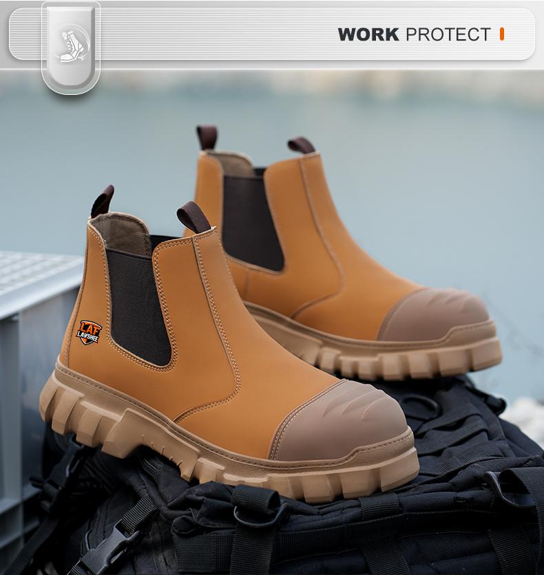Lightweight steel toe brown anti slip work shoes - splash proof, smash proof, puncture proof, breathable safety shoes SpringStatements