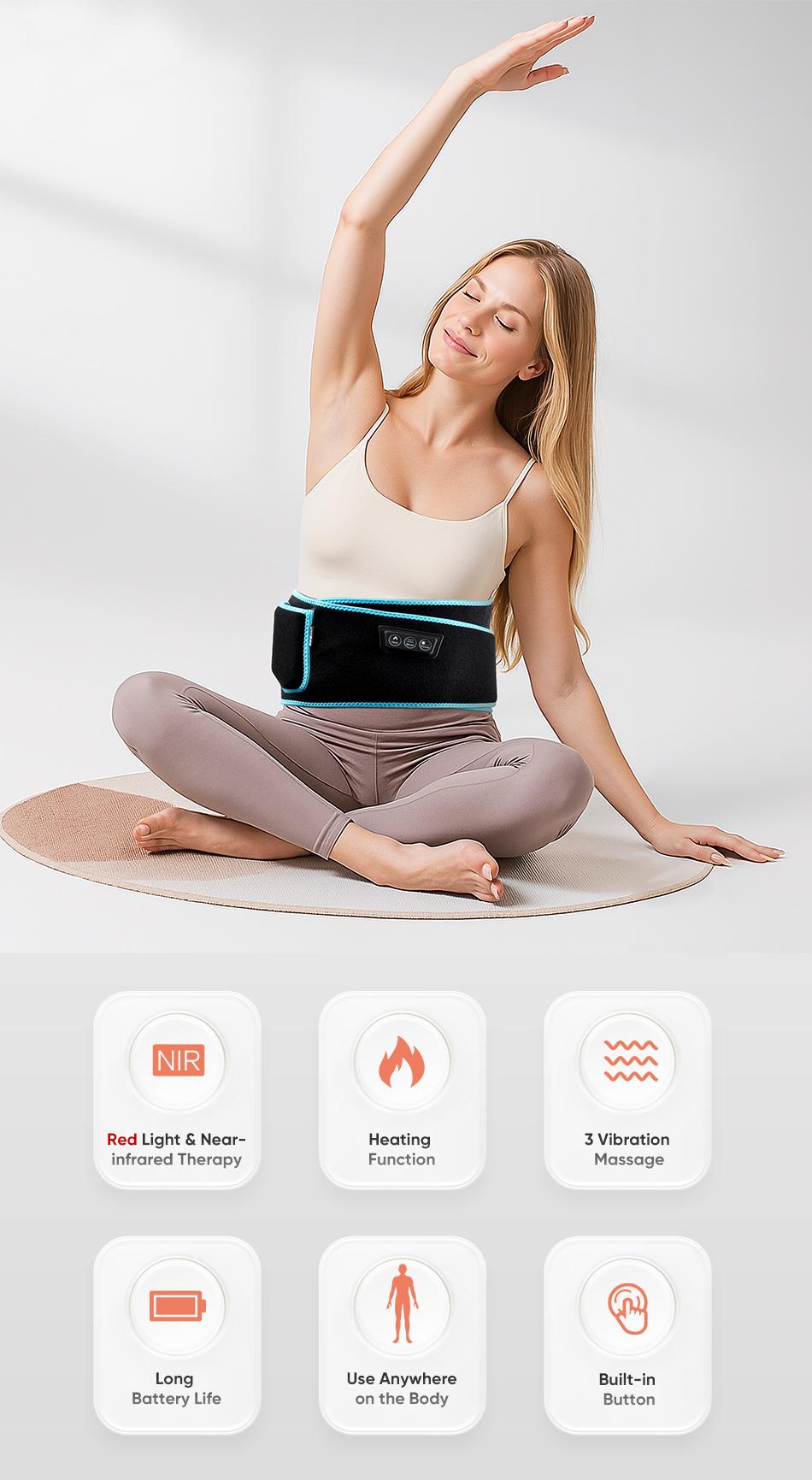 SHINE WELL Cordless Red Light Therapy Massage Belt with Heating, Shoulder Waist Muscle Pain Relief, for body Recovery and comfort deals for you days back comfy Christmas gifts