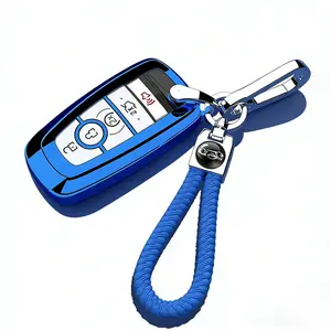 for Ford Key Fob Cover with Keychain,Key Fob Cover Case Shell for Ford Explorer Fusion Escape Edge Expedition F150 F250 F350 F450 F550 Maverick Mustang 3/4/5 Buttons Smart Key