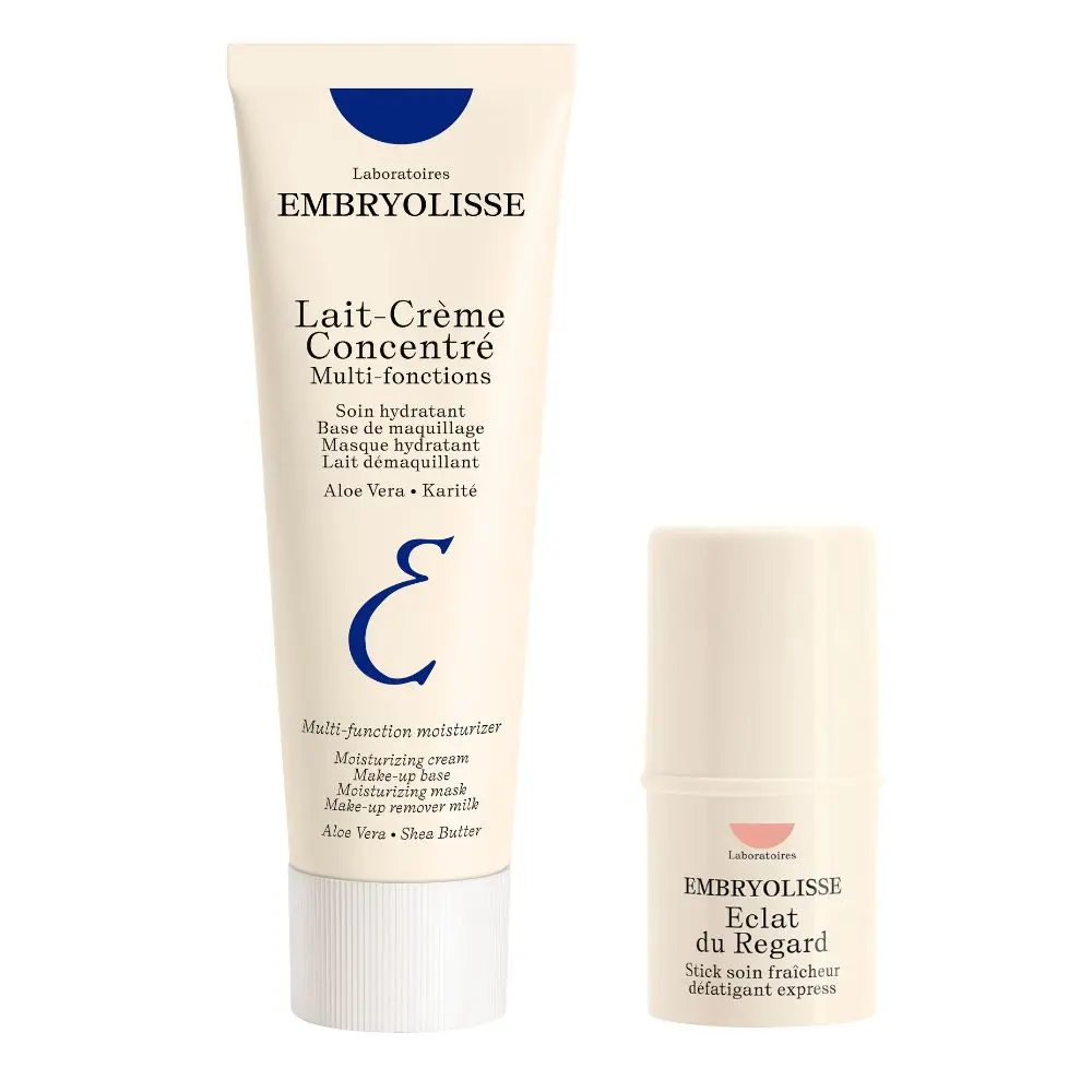 Embryolisse Glowy Skin Prep Set - Lait-Crème Concentré 2.54 fl.oz & Radiant Eye Stick 0.15 oz