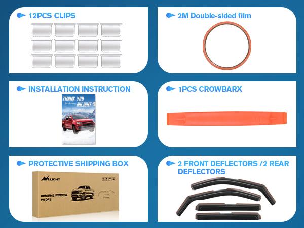 Nilight in Channel Rain Guards for Chevy Silverado/Sierra 2500HD/3500HD 2020 2021 2022 2023 2024 2025 Crew Cab Original Window Deflectors, Vent Window Visors-4PCS Car Cover Truck Vehicle Replacement Custom dealsforyoudays