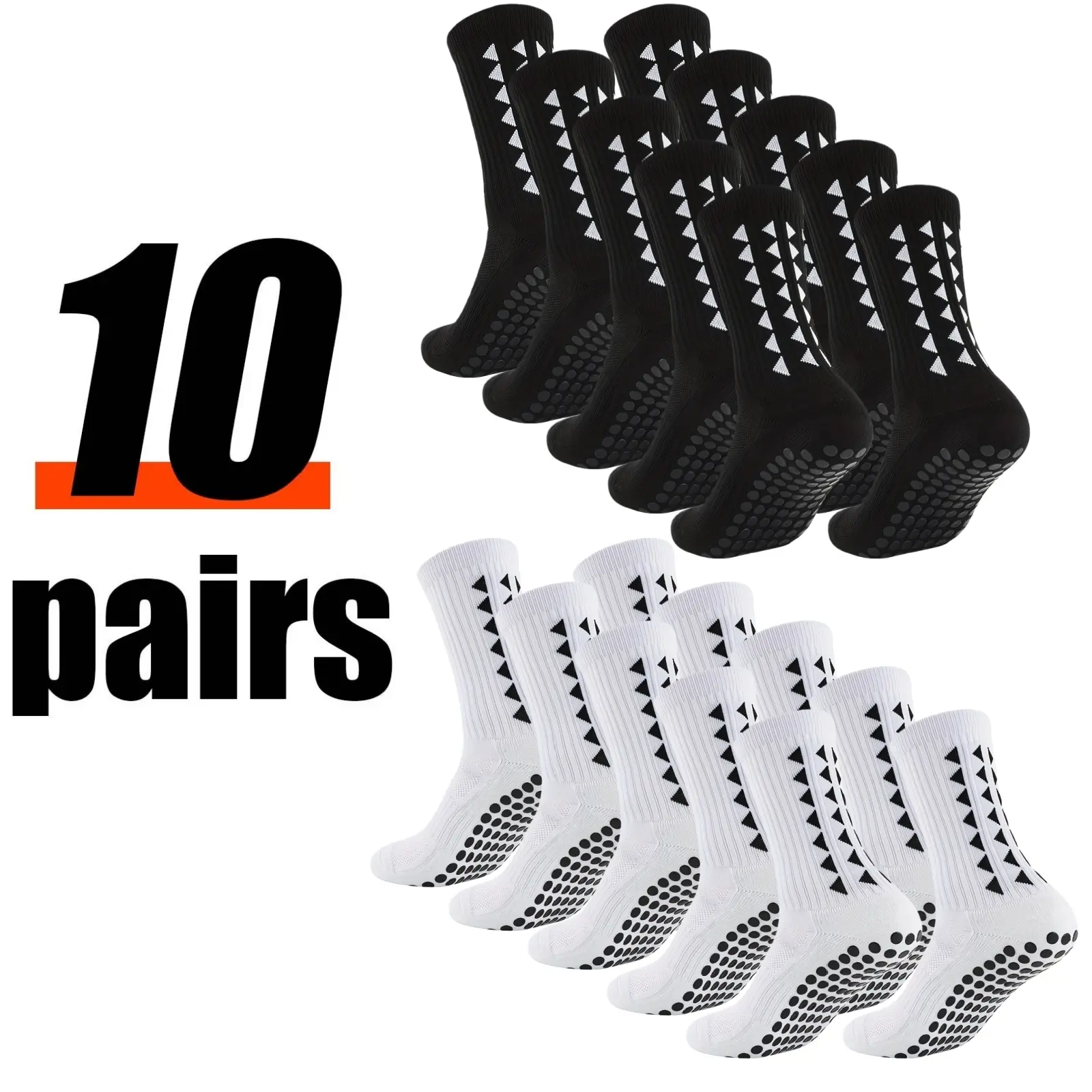 Unisex Soccer Socks 3/6/10 Pairs Breathable Cushioned Non-Slip Silicone Grips Mid-Calf Professional Training Socks for Matches Workouts Unisex Soccer Socks 3/6/10 Pairs Breathable Cushioned Non-Slip Silicone Grips Mid-Calf Professional Training Socks for Matches Workouts