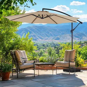 Patio Umbrella Canopy, Universal Replacement Cover for 10 Feet 8- Ribs Outdoor Round Patio Market Umbrella Parasol Canopy Top Sun Shade Accessory, 300D UV Protective And Water Resistant Patio Canopy ,9.8FT Offset Patio Umbrella Hanging Cantilever Umbrella