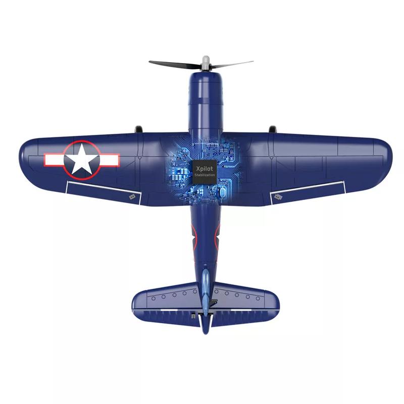 VolantexRC Mini F4U V2 EPP 400mm Wingspan 2.4G 4CH 6-Axis Gyro One Key Aerobatics XPilot Stabilization System RC Airplane Glider Warbird RTF for Beginner - Two batterries