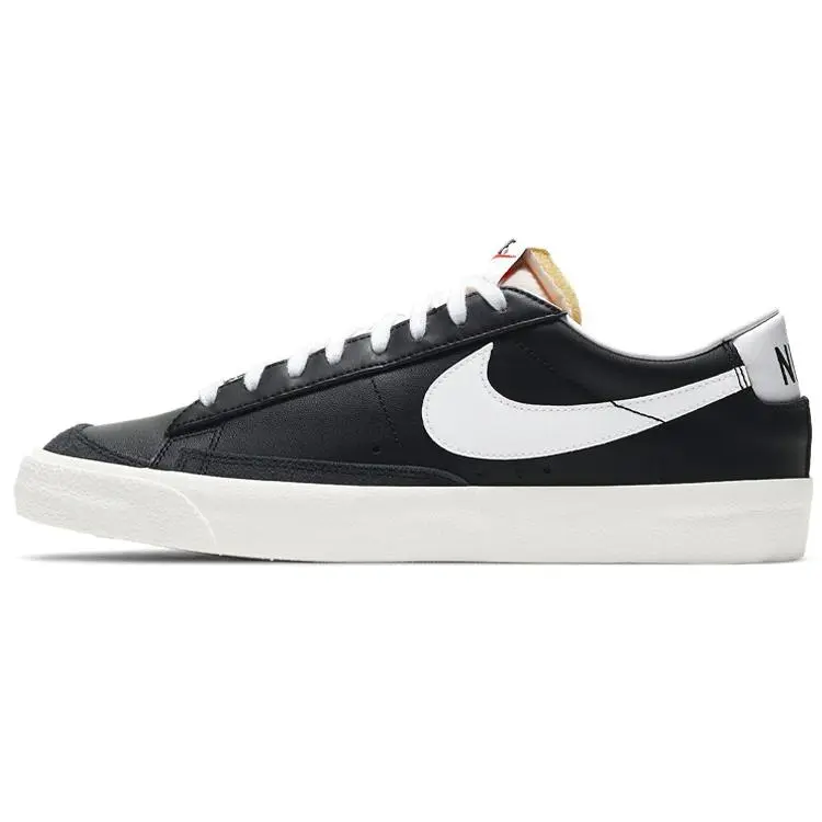 NIKE Blazer Low '77 Vintage Classic Sports Leather Sneakers - Black, Leather Upper, Cushion, Snug Fit, True Size, Casual Retro Vibe, US M 10 Sports Footwear, Vintage Style