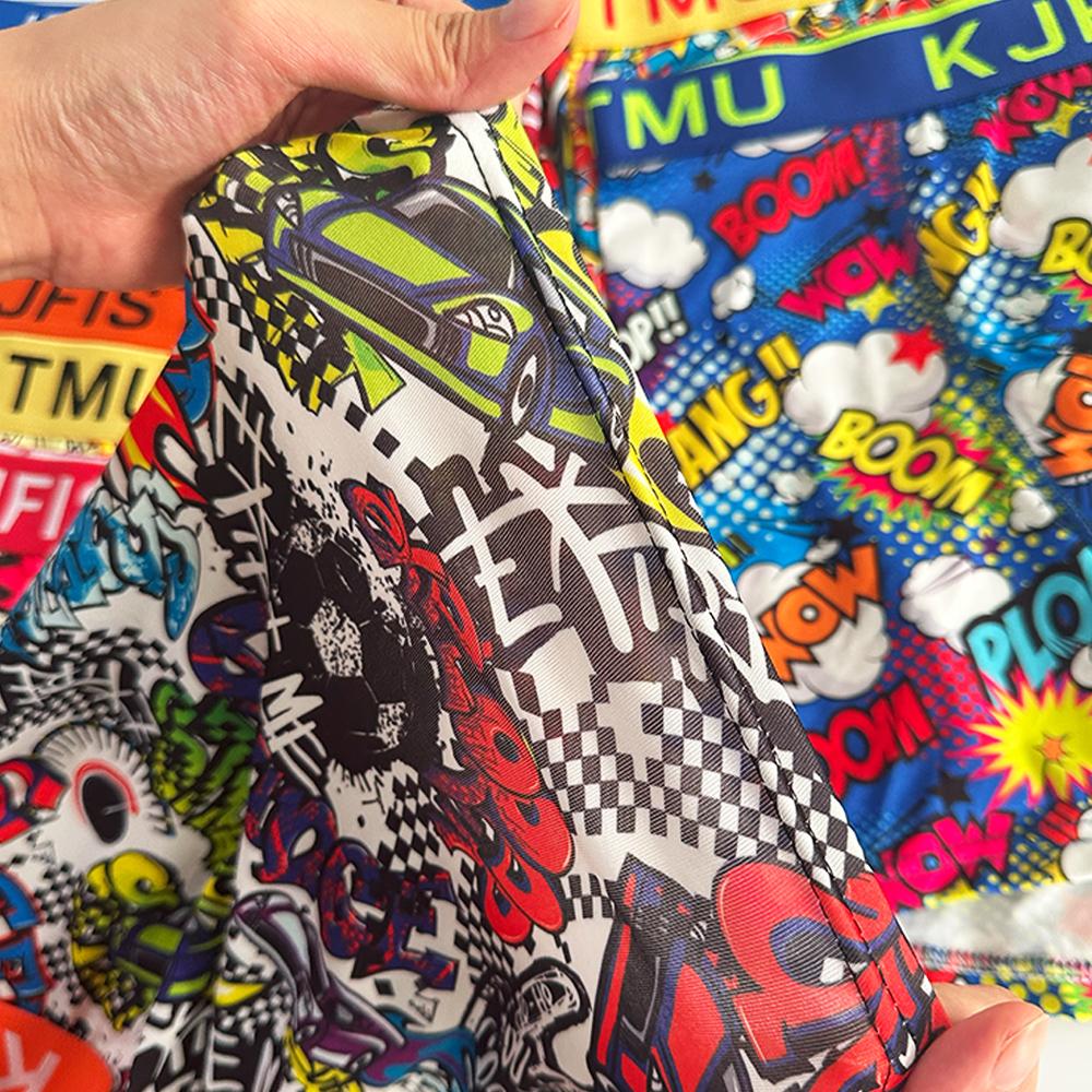 12-pack men's long boxer briefs, unique design, colorful waistband, graffiti fashion print,breathable shorts, long-lasting shape retention, silky wrap, sports lock-in, zero-pressure comfort, moves with you, men's socks - KJFISTMU Fabric Menswear Day Sweat