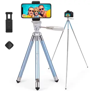 Fotopro 40 Inch Lightweight Phone Tripod Stand for Camera and Phones, with Portable Phone Mount, Camera Tripod Stand for Vlogging Video Blue