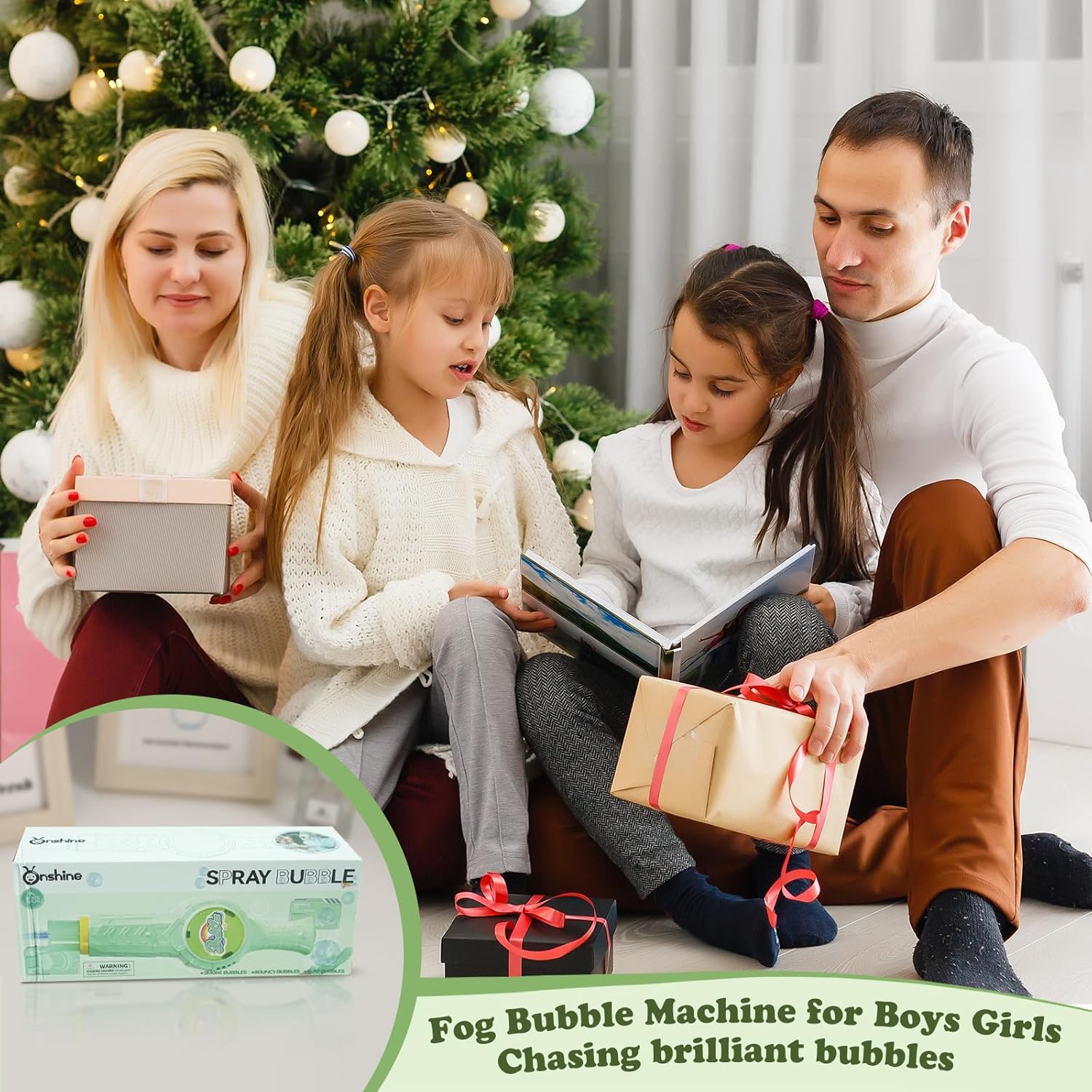 Fog Bubble Machine, Rechargeable Automatic Electric Smoke Bubble Machine, Magic Smoke Bubble Maker, Colorful Lights & Music, Bubble Fog Game for Parties, Beaches, Summer.Gift for Boys, Girls