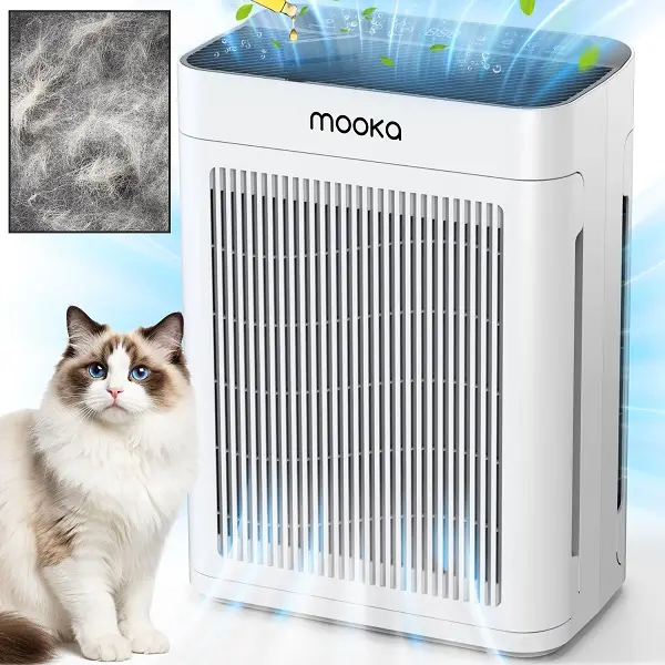 MOOKA Air Purifier with PM2.5 Smart Sensor for Large Rooms – Up to 3000 Sq. Ft, H13 True HEPA Filter, Washable Filters, Fragrance Sponge – Pet & Allergy Friendly Air Cleaner for Smoke, Dust, Pollen, Odors , Pet Hair,dorm essentials,home essentials