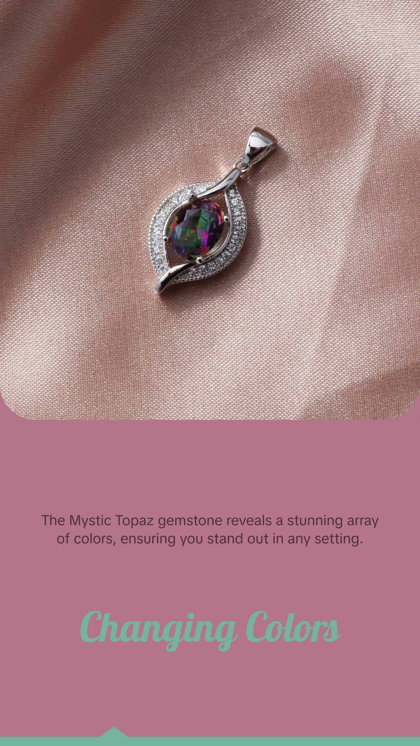925 Sterling Silver Mystic Topaz Pendant Necklace