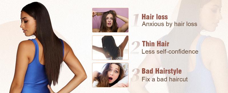 Clip in Hair Extensions 24 Inches Straight Hairpieces 6 PCS Set Heat Resistant Synthetic Fiber Full Head High-temperature Double Weft natural fluffy Comfortable Thick Hair Piece Clip ins add length for Women