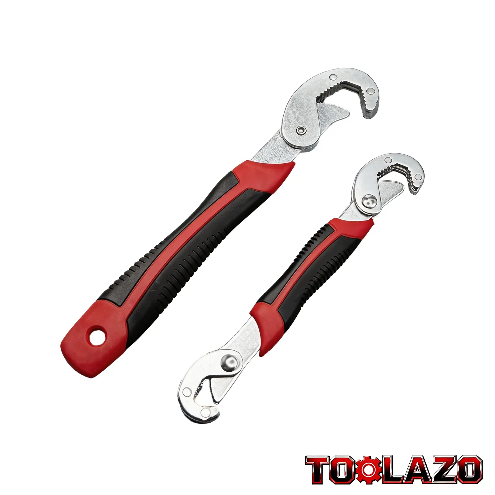 2-Piece Chrome-Plated High Carbon Steel Professional Auto-Adjusting Wrench Set - Snap-Grip Dual-Head, 6-32mm Self-Locking Jaw, Anti-Slip Comfortable Grip, All-Day Use for Emergency Repair, Bicycle & Motorcycle Maintenance, Pipes, Nuts, Bolts, Fittings
