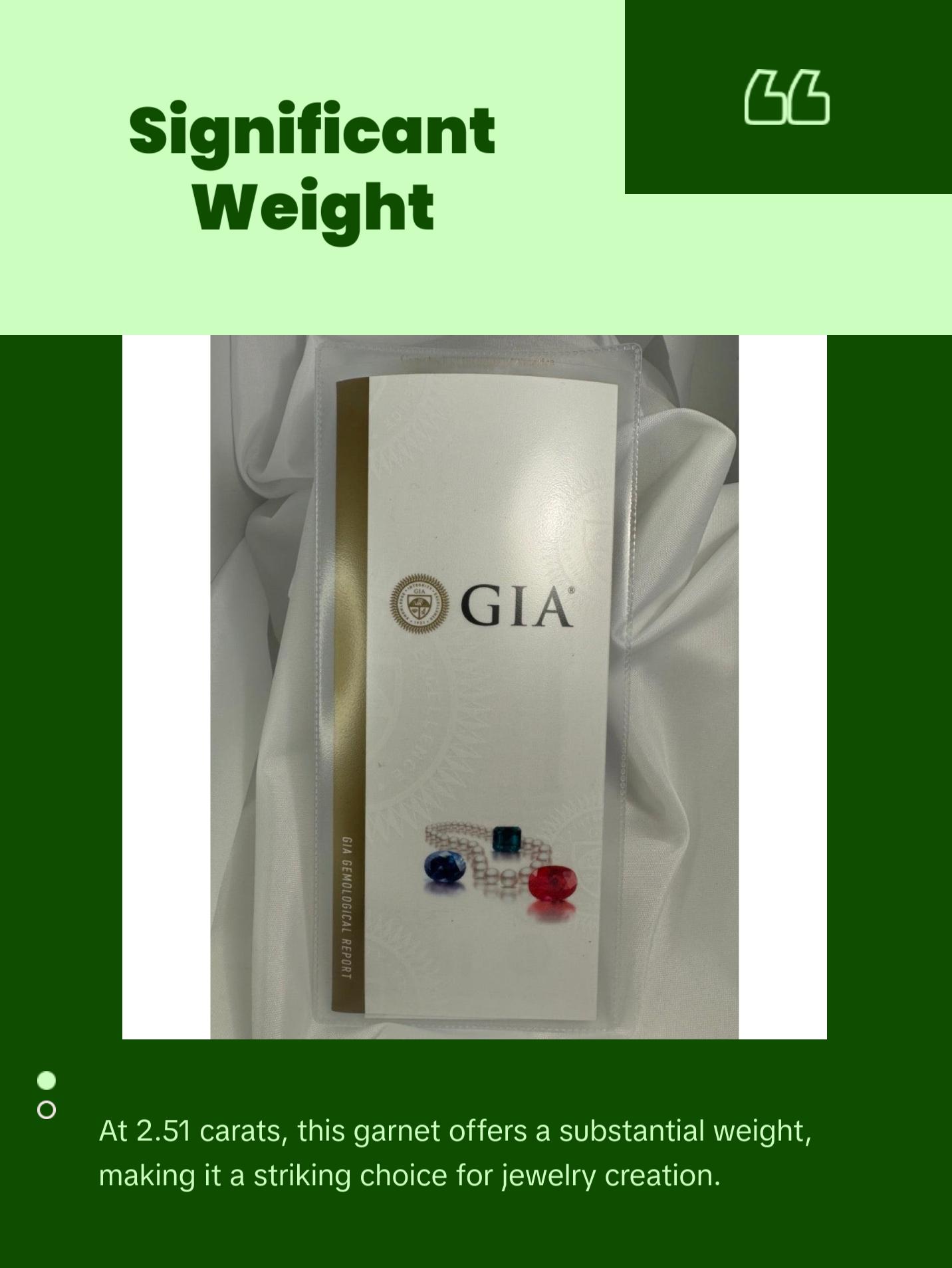 GIA Certified Natural Tsavorite Garnet - 2.51ct - Oval Mixed Cut