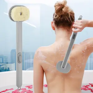 Long Handle Back Scrubber with Detachable Head - Multifunction Liquid Bath Brush,Soft Exfoliation Body Shower Brush,Skin Cleaning Tool for Women,Men,Elderly