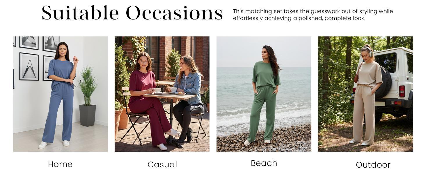 PrettyGarden Women‘s 2-Piece Lounge Sets Summer Short Sleeve Matching Airport Travel Outfits Casual Spring Clothes