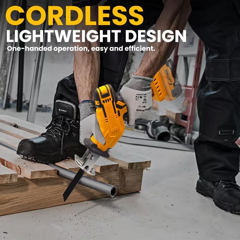 Cordless Reciprocating Saw Compatible with DeWalt 20V Battery, Brushless Cordless Reciprocating Saw, 0-3500 SPM Variable Speed, Tool-Free Blade Change, LED Light & Safety Lock, for Wood/Metal/PVC Cutting