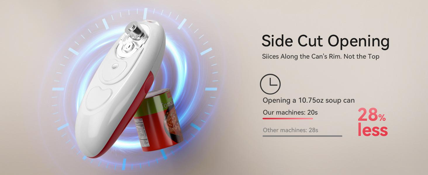 【Summervibes】Automatic Electric Can Opener with Automatic Operation, 1-Touch Handheld Battery-Powered Design, Smooth Edge, Safe Kitchen Tool for Home Use (Red) - Household Kitchen Specialty Appliance