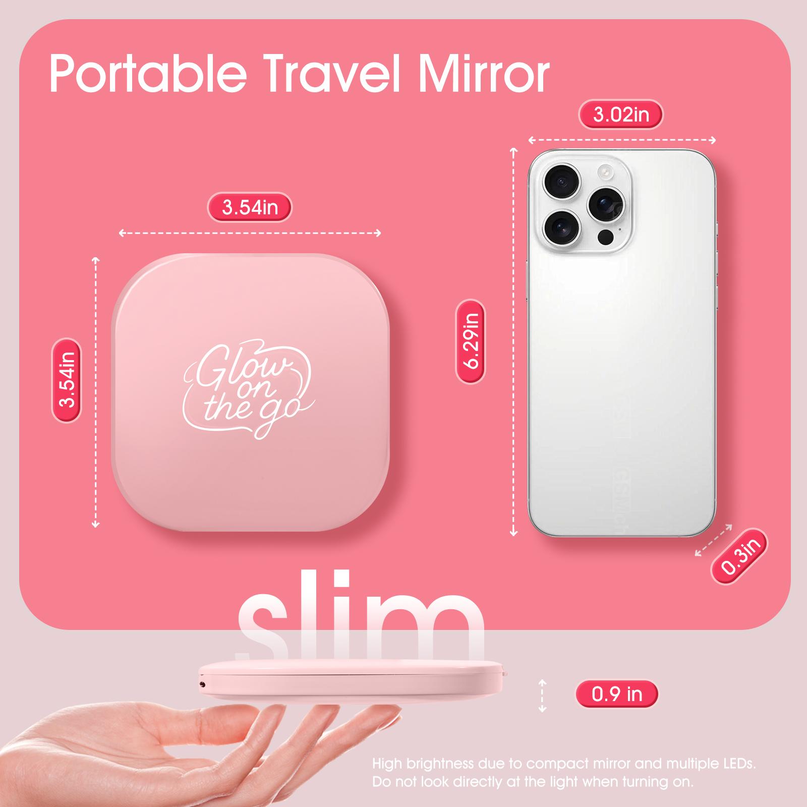 RAMUSO Lilac Mirror -  Compact Mirror Double Sided 1x/3x Magnifying for Travel,Makeup, Adjustable Lighted Pocket Mirror for Beauty, Skincare, Touch-Up, Home & On-the-Go | Compact Pink Hand Mirror Birthday Gift for Her Everyday Essential