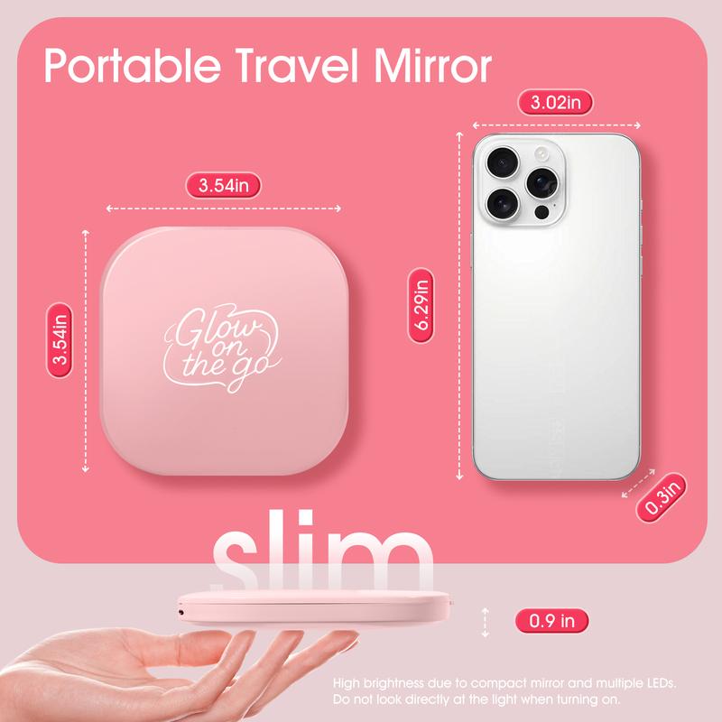 RAMUSO Lilac Mirror -  Compact Mirror Double Sided 1x/3x Magnifying for Travel,Makeup, Adjustable Lighted Hand Mirror for Beauty, Skincare, Touch-Up, Home & On-the-Go | Compact Pink Pocket Mirror New Year Gift for Her Everyday Essential