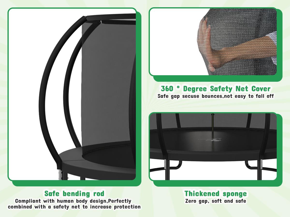 Outdoor Trampoline, 12FT Recreational Trampoline  for Kids and Adults,  ASTM Approved Trampoline with Safety Enclosure Net, Wide Ladder and Anti-Rust Coated Frame
