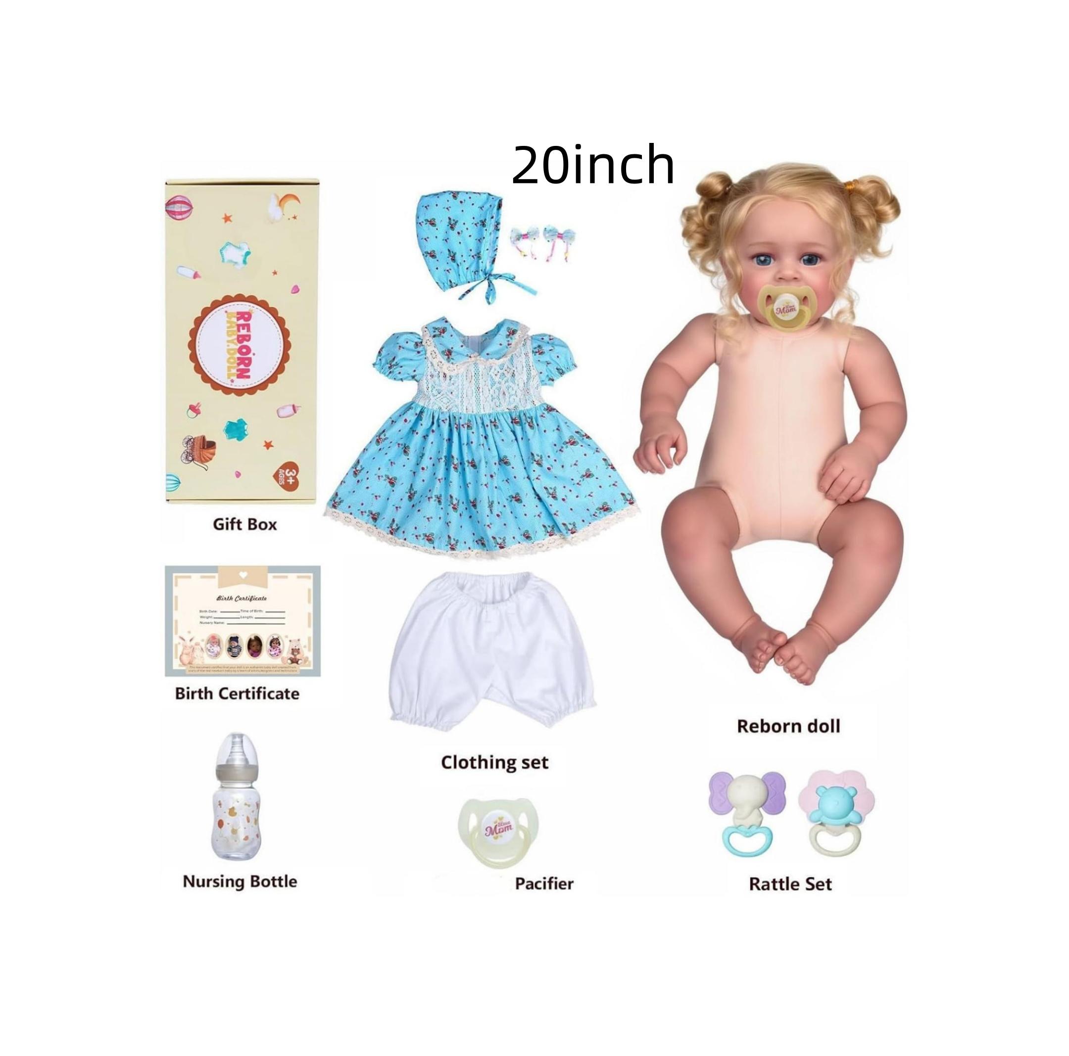 BABESIDE Reborn Baby Dolls, 17/20Inch Realistic-Newborn Baby Dolls, vinyl baby fat limbs+cloth body reborn baby with Accessories Set for Kids Age 3+ for Christmas New Year's gifts Collectible Dolls