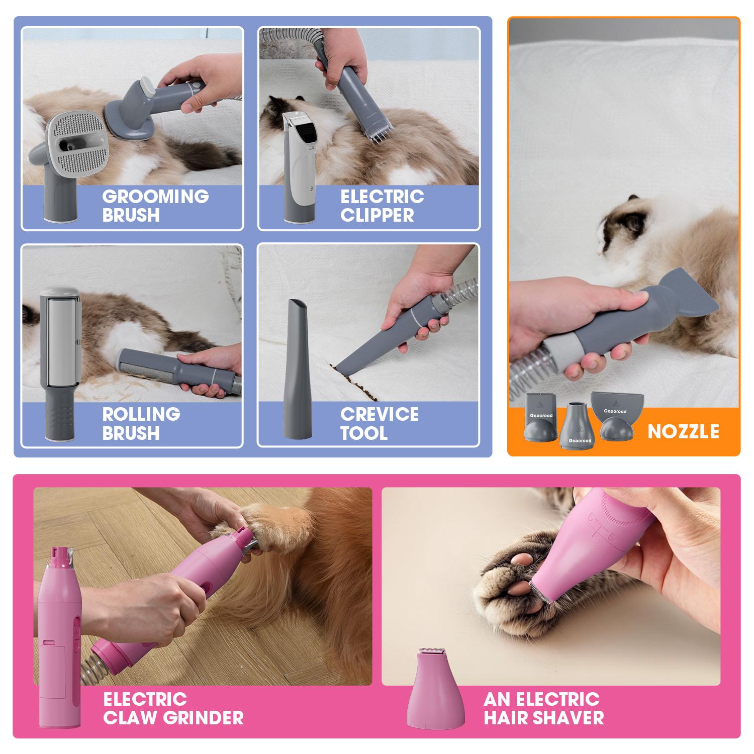 【Geoorood】Geoorood Dog Vacuum & Dryer for Shedding Grooming, 9 in 1 Dog Grooming Kit with Metal Blades Pet Clippers,Adjustable Speed&Temperature Control Blower, Professional Grooming Vacuum Kit,Proven Grooming Tool#February Stock Up