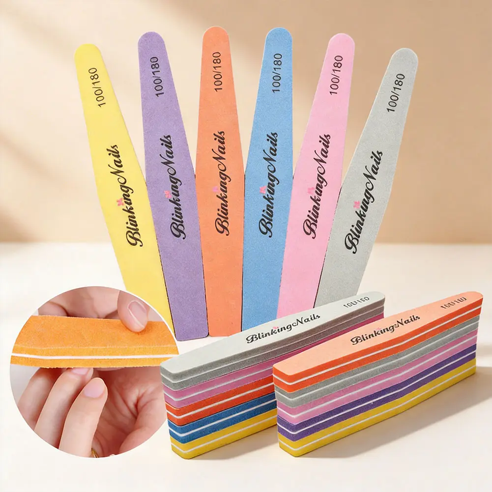 BlinkingNails Sponge Nail File and Buffers for Nail Art Care Double Sides Design 100/180 Grit Nail Buffer Professional Manicure Nail Tools Colorful Optional 10pcs Smooth Cutics Polish callusremover nail clippers nail drill shine buffer nails tool tiktoksh