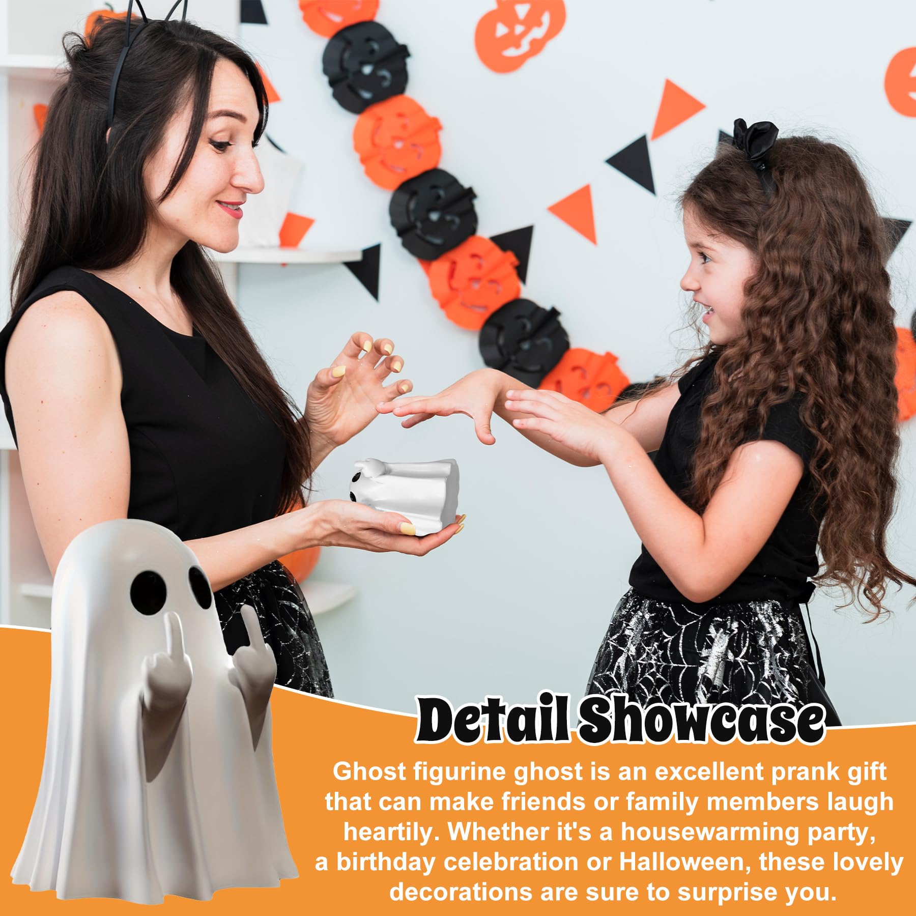 Halloween Ghost Figurine - Spooky Resin Middle Finger Statue, Cute Decor for Halloween Decorations, Porch and Indoor Spooky Home Decor Halloween Ghost Figurine - Spooky Resin Middle Finger Statue, Cute Decor for Halloween Decorations, Porch and Indoor Spooky Home Decor