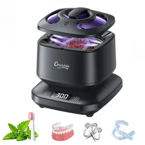 Ultrasonic Retainer Cleaner with U-V Light, 45kHz Ultrasonic Tooth Cleaner Machine with Digital Display, Jewelry Retainer Cleaner for Retainer,Toothbrush Heads, Nightguards and Jewelry