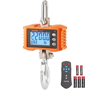 VEVOR Digital Crane Scale,  , 2200 lbs/1000 kg, Industrial Heavy Duty Hanging Scale with Remote Control, Cast Aluminum Case & LCD Screen, High Precision for Construction, Factory, Farm, Hunting (Orange)