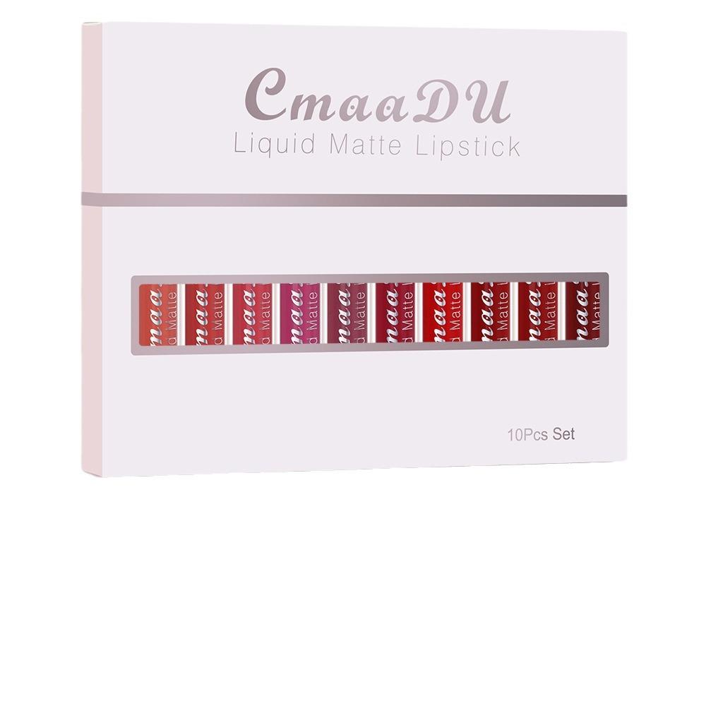 10 Pcs Matte Lipstick Long Lasting Lipgloss Suitable For Beginners Beauty Makeup Long Lasting Waterproof Lip Glaze Nonstick Easy To Apply Cosmetic