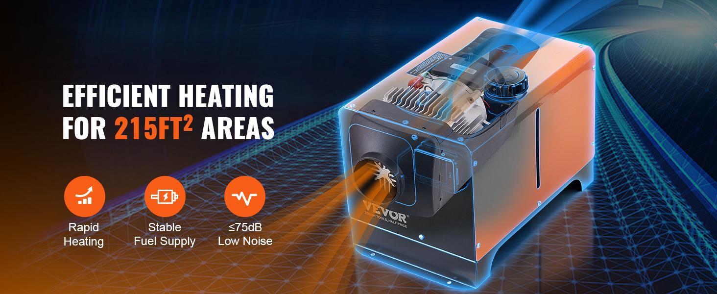 VEVOR Diesel Air Heater, 12V 8KW Horizontal All-on-one with Bluetooth App and LCD, Automatic Altitude Adjustment Max 18045 ft, Portable Parking Heater Fast Heating Low Noise, Diesel Heater for Truck RV Trailer Camper Van Boat and Indoors