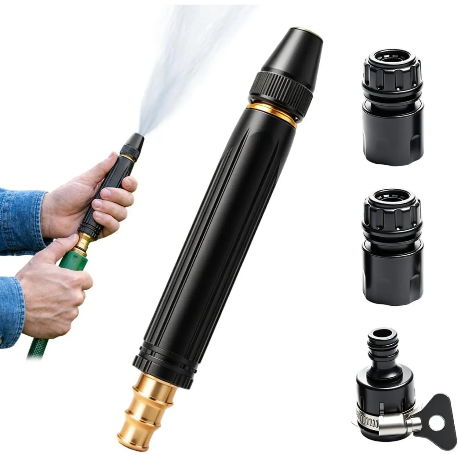1 Set of Heavy Duty Adjustable Twist Nozzle Home High Pressure Car Wash Water Gun, 2026 New Heavy High Pressure Washer Gun, Adjustable Booster High-Pressure Car Washing Water Nozzle for Outdoor Cleaning, Watering Plants and Car Washing
