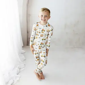 Print Long Sleeve Pajama Set in Natural Farm Life
