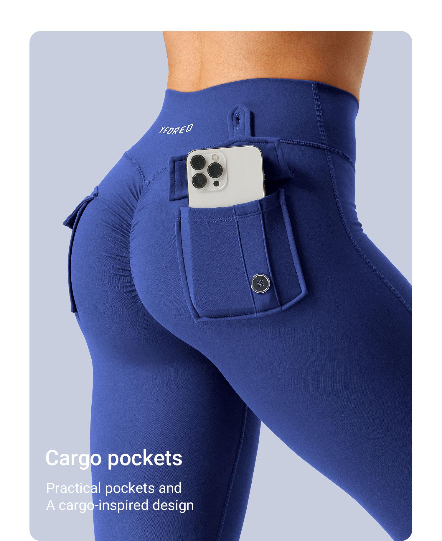 YEOREO CoreFlex Leggings with Pockets for Women Charm Scrunch Workout Leggings V Cross Waist Butt Lifting Gym Yoga Pants SpringStatements