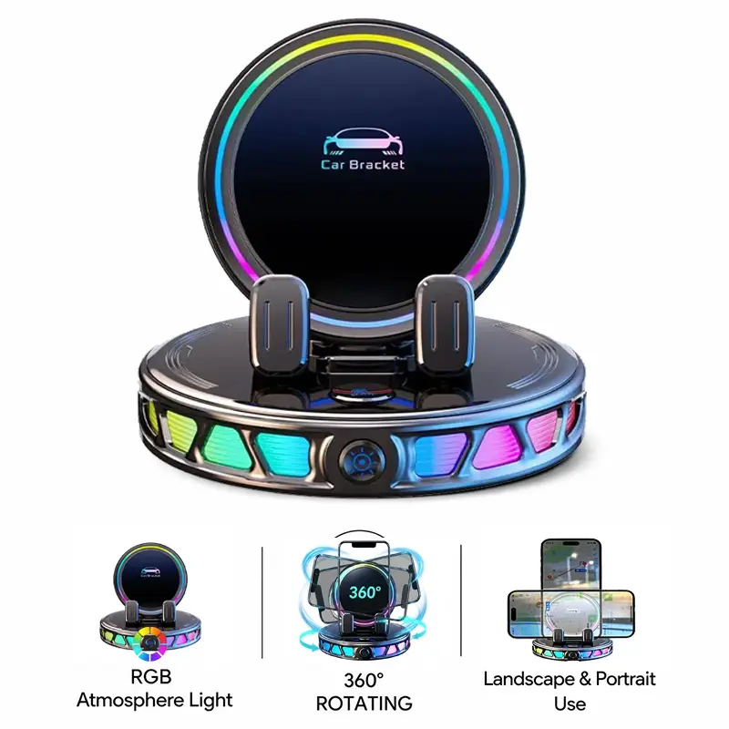 【DealsForYouDays】RGB Wireless Charging Magnetic Car Phone Holder - Auto-Lock, 360° Rotation, Stable Suction Base for Dashboard & Windshield, Fits iPhone & Android, Phone Holder For Car, Magnetic Phone Charger,car accessories