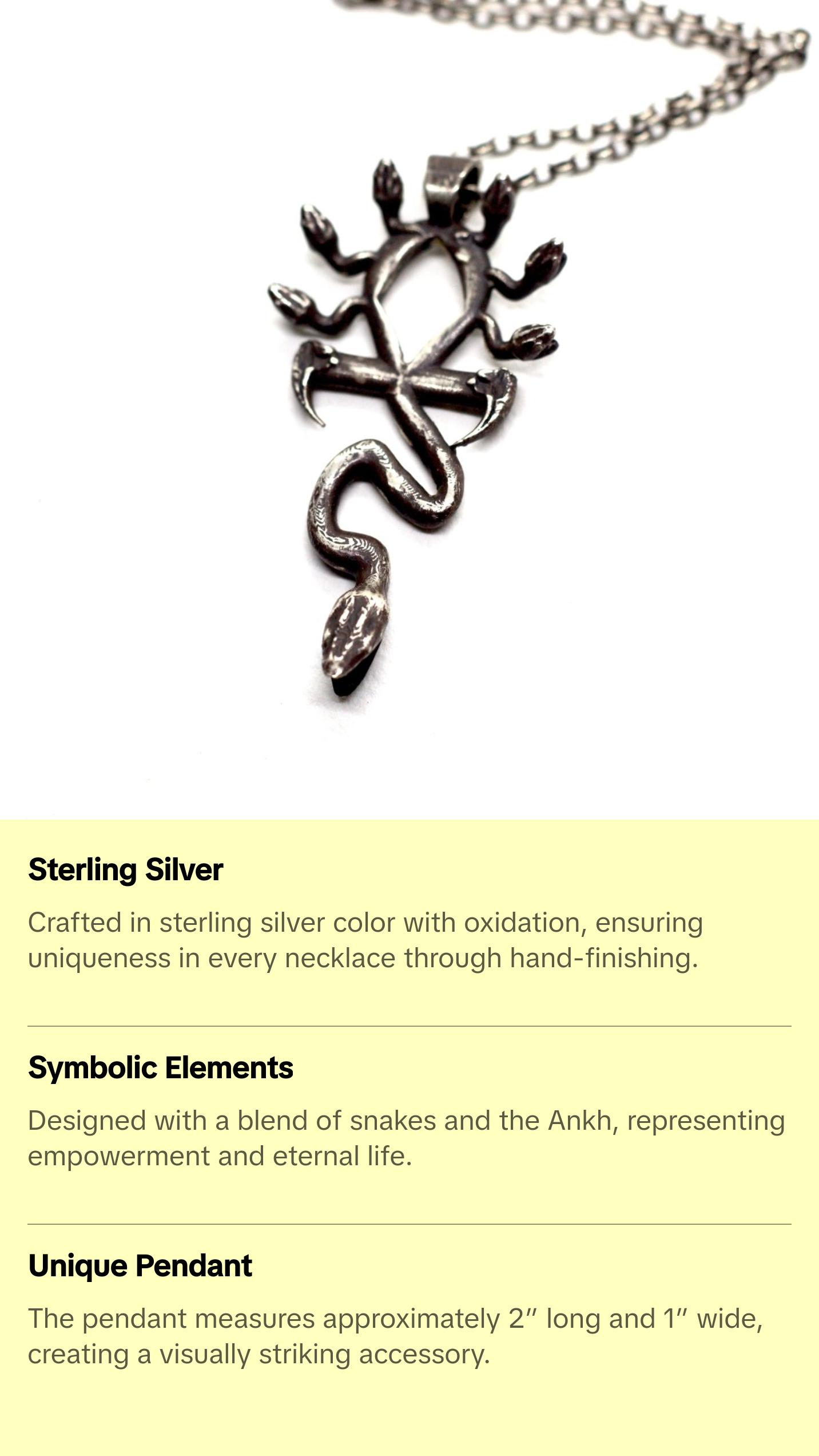 Medusa Ankh Necklace in Sterling Silver