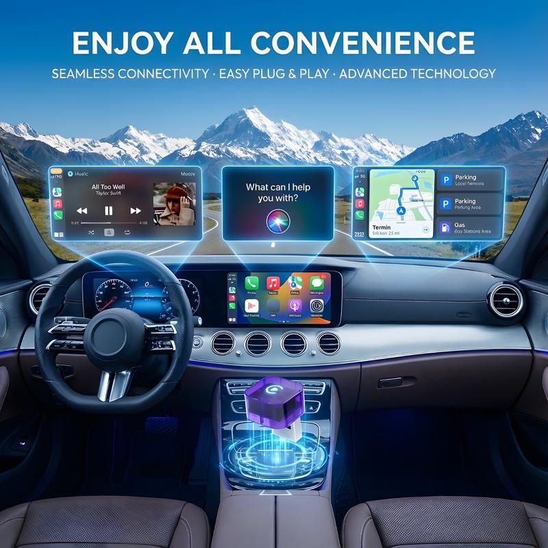 2in1 2026 Wireless CarPlay Adapter Receiver + Android Auto - Compact 21mm mini size , Quick Pairing, Plug & Play, Stable Navigation/Music/Calls, usb -A & USB-C design android-fast connection