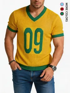 #SummerVibes 2026 Summer V-neck Polyester Short-Sleeve T-shirt - Men's and Women's Same - Sporty Streetwear Basic Digital Elegant Pullover Knitted Shirt